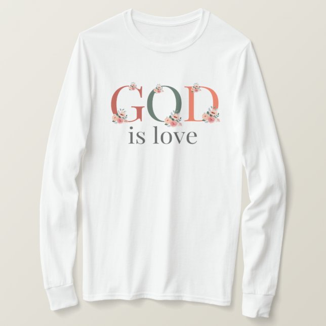 Camiseta Dios es amor Camisas florales de las mujeres (Anverso del diseño)
