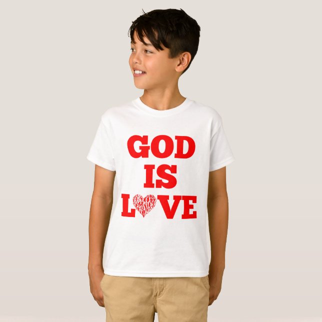 Camiseta Dios es amor Cita de niño de la Biblia (Anverso completo)