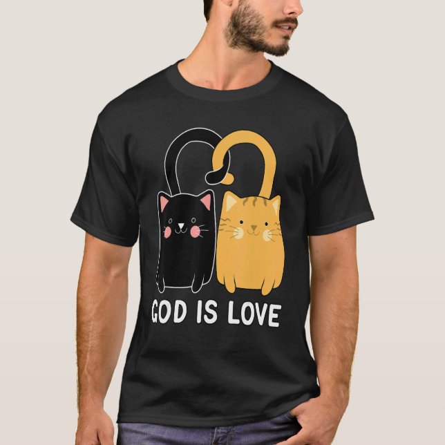 Camiseta Dios es amor Cristiano Gato Ginger Gatito Gatito G (Anverso)