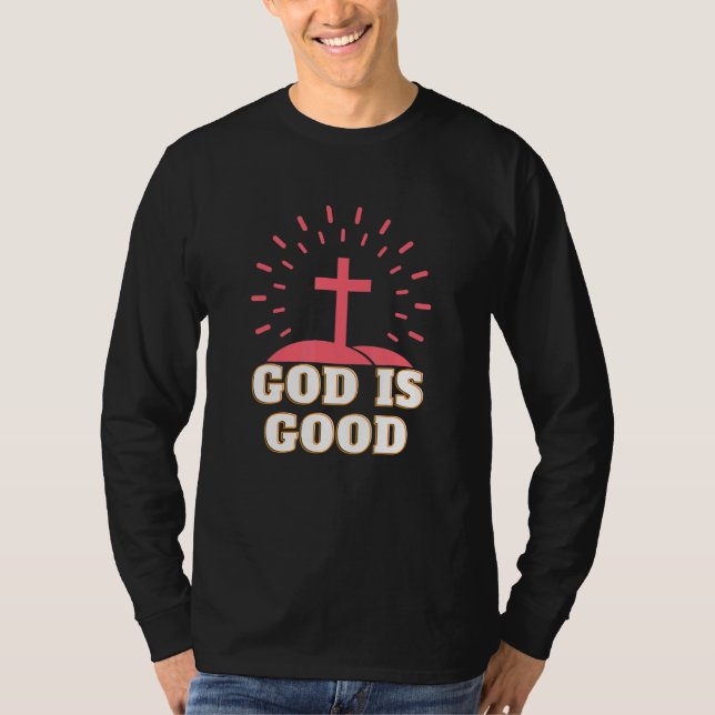 Camiseta Dios es buena religión, entre la Biblia, fe cristi (Anverso)