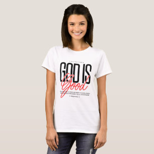 Camiseta Dios Es Bueno Escritura Roja Fe Cristiana Inspirac