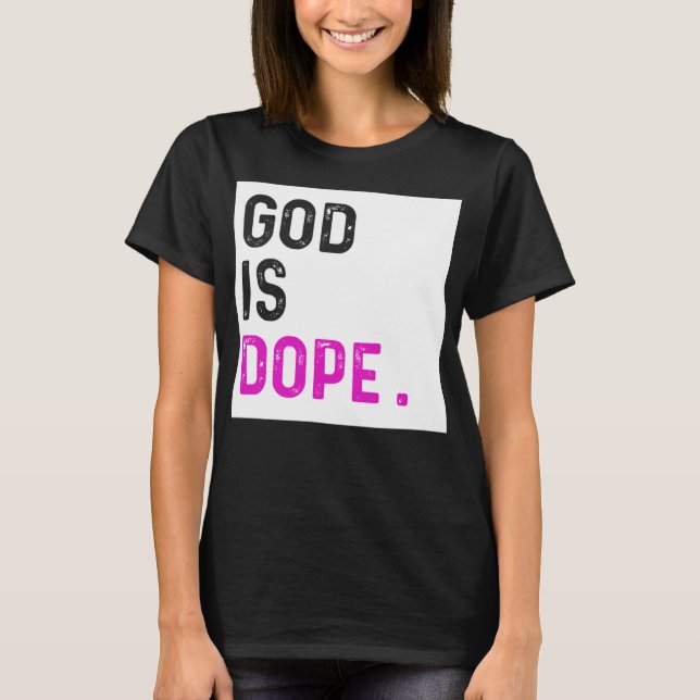 Camiseta Dios es Dope PURPLE Fe cristiana graciosa creer G (Anverso)
