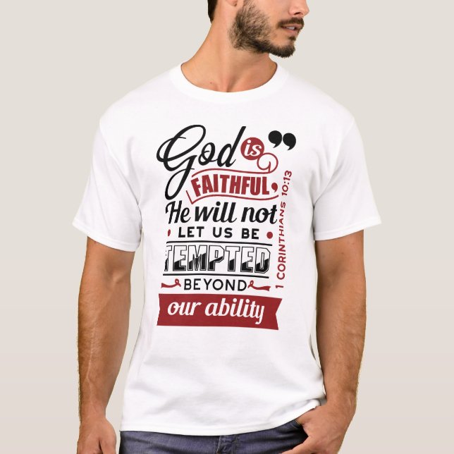 Camiseta Dios es Fiel – 1 Corintios 10:13 Versículo Bíblico (Anverso)