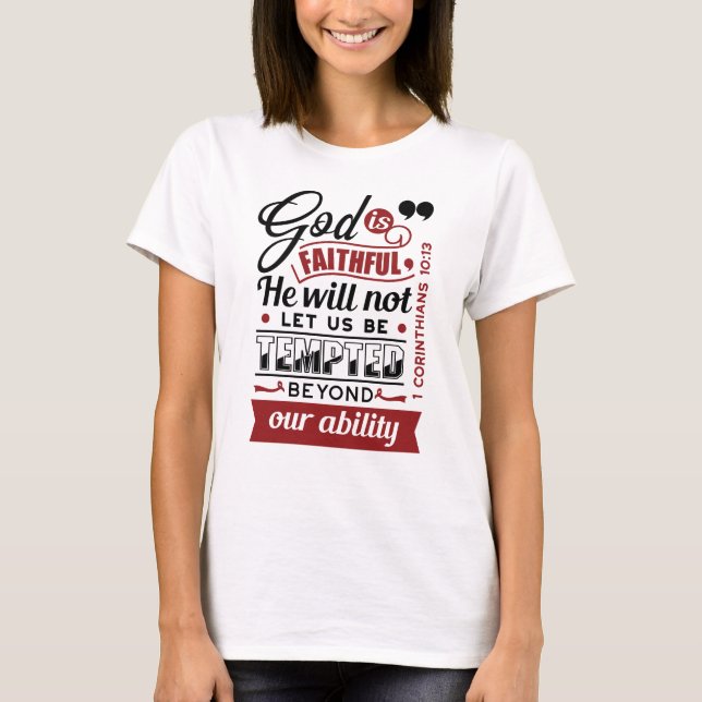 Camiseta Dios es Fiel – 1 Corintios 10:13 Versículo Bíblico (Anverso)