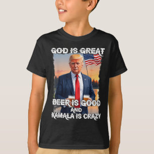 Camiseta Dios Es Gran Cerveza Es Buena Y Kamala Es Una Dive