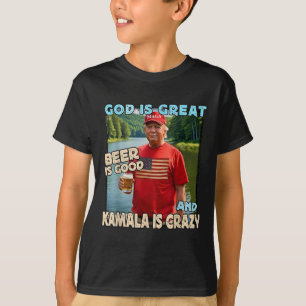 Camiseta Dios Es Gran Cerveza Es Buena Y Kamala Es Una Dive
