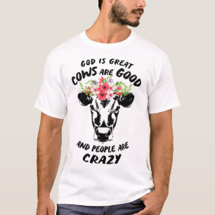 Camiseta dios es grandes vacas es bueno y la gente es