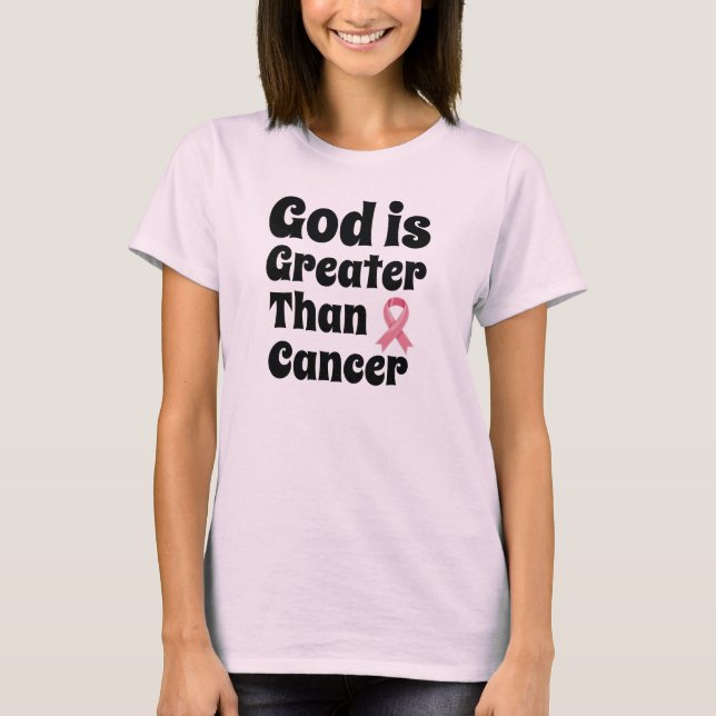 Camiseta Dios es más grande que el cáncer - Fe Inspiradora (Anverso)