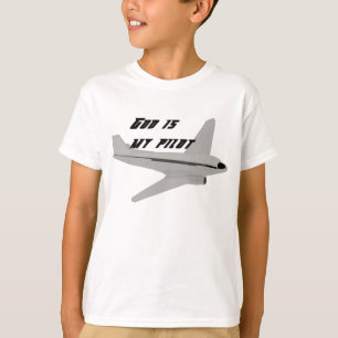 Camiseta Dios es mi piloto (avión gris)