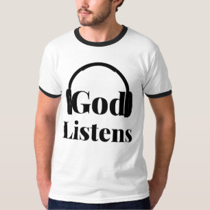 Camiseta Dios escucha citas basadas en la fe Mens Ringer