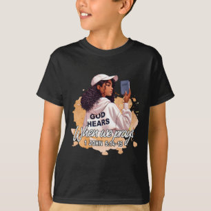 Camiseta Dios escucha cuando oramos Fe Mes de la Historia N