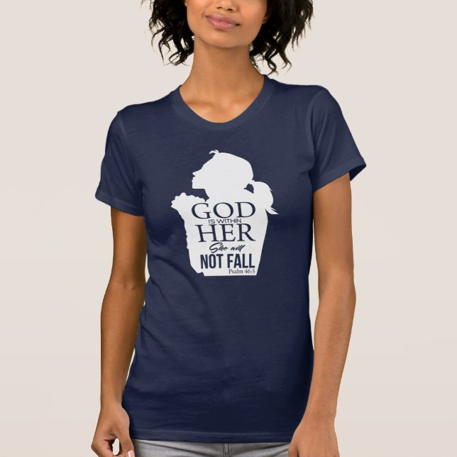 Camiseta Dios está dentro de ella, ella no caerá en motivac (Anverso)