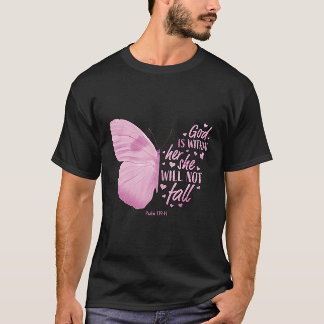 Camiseta Dios Está Dentro De Ella No Caerá Christian Sayi (Anverso)