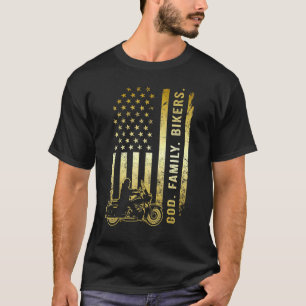 Camiseta Dios Familia Bicicletas Bandera Americana Motocicl