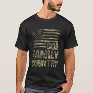 Camiseta Dios Familia País Camo Patriótico Cristiano Bander