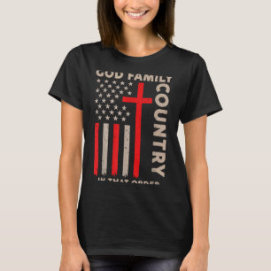 Camiseta Dios Familia País Ese Orden Americano Cristiano P