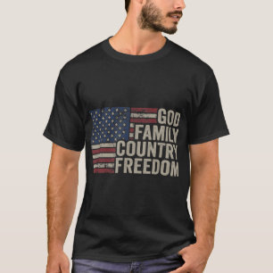 Camiseta Dios Familia País Libertad 4 de julio Bandera de E