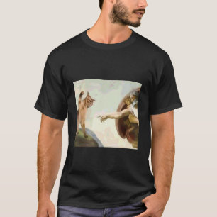 Camiseta Dios Gato Divertido Creación de Adán Jesús Meme Gi