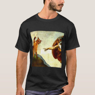 Camiseta Dios Gato Divertido Creación De Adán Meme Jesús Cr