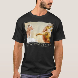 Camiseta Dios Gato Divertido Creación De Adán Meme Michelan