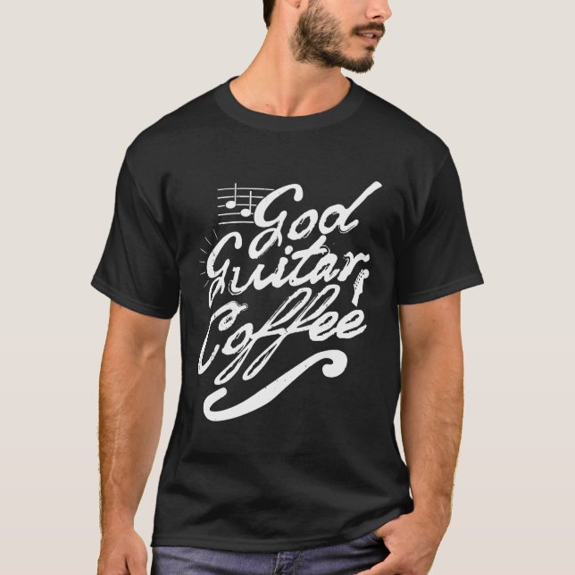 Camiseta Dios Guitarra Café Cute Música Idea Cristiana (Anverso)