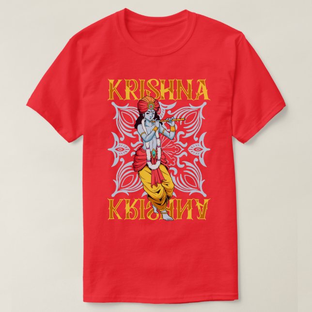 Camiseta dios hindú el flautista azul Krishna (Diseño del anverso)