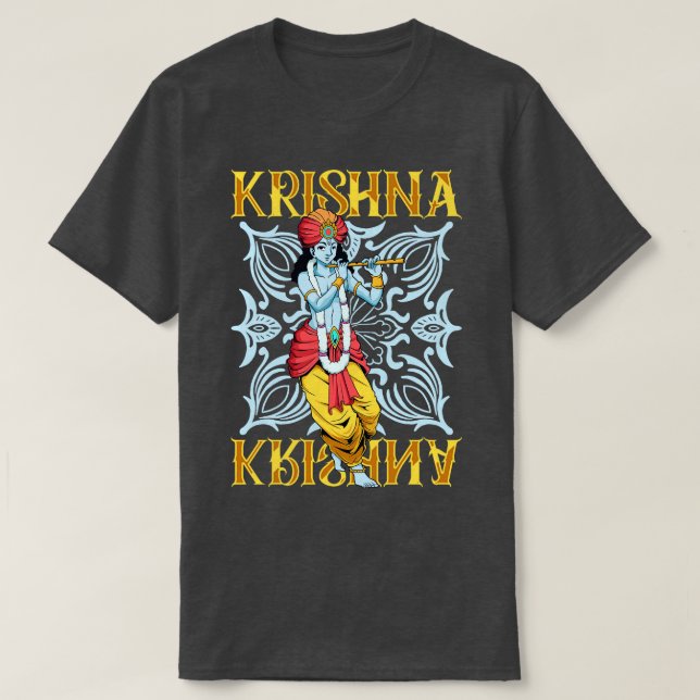 Camiseta dios hindú el flautista azul Krishna (Diseño del anverso)