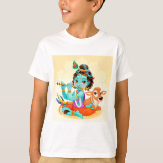 Camiseta Dios indio de Krishna que juega el ilustracion de