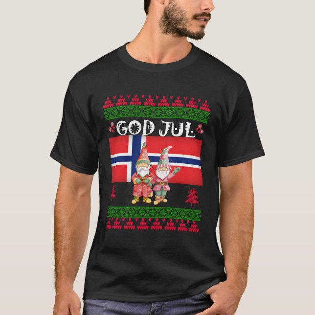 Camiseta Dios Jul Feo Noruega Bandera Navidades Escandinavo (Anverso)