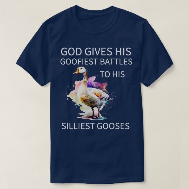 Camiseta Dios Le Da Su Batalla Más Goofista A Su Goo Mal (Diseño del anverso)