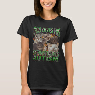 Camiseta Dios le da su más poderoso autismo meme de gato gr