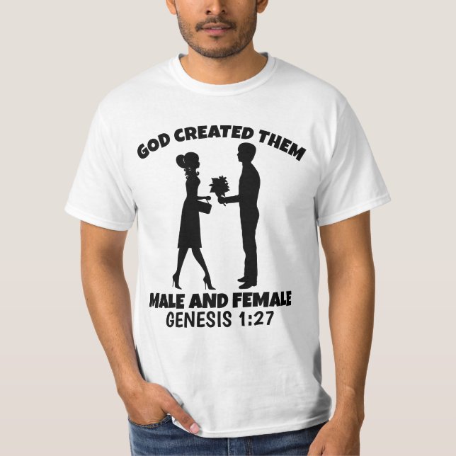 CAMISETA DIOS LOS CREÓ CAMISAS DE HOMBRES Y MUJERES (Anverso)