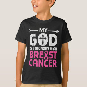 Camiseta Dios más fuerte Conciencia sobre el cáncer de mama