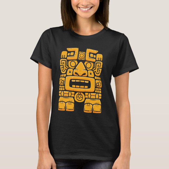 Camiseta Dios maya Estatua de mitología maya el Dios antigu (Anverso)
