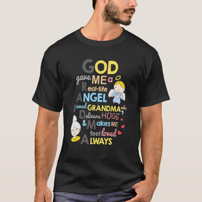 Camiseta Dios Me Dio Un Ángel Abuela Fan Amor Familia (Anverso)