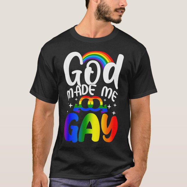 Camiseta Dios me hizo gay LGBT Orgullo LGBTQ Gay cristiano (Anverso)