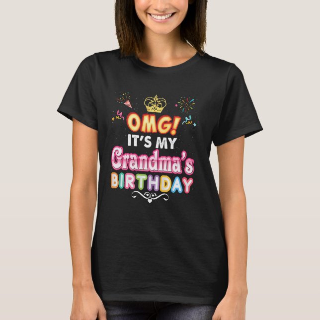 Camiseta Dios mío, es mi abuela cumpleaños, feliz sabor vin (Anverso)