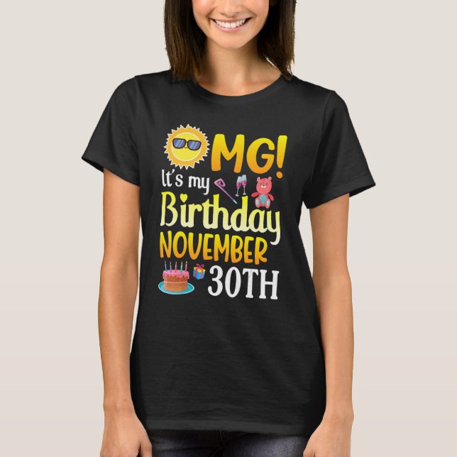 Camiseta Dios mío es mi cumpleaños 30 de noviembre feliz pa (Anverso)