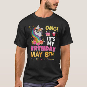 Camiseta Dios mío es mi cumpleaños 8 de mayo unicornio asom