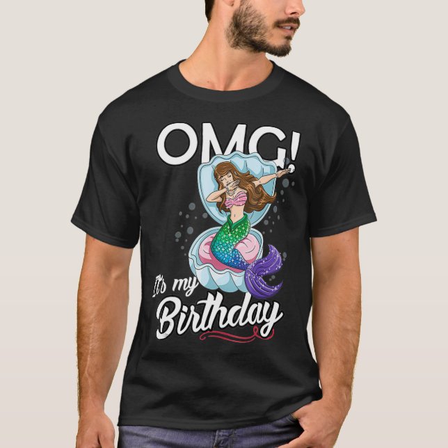 Camiseta Dios mío es mi cumpleaños Dabbing Mermaid Dab  (Anverso)