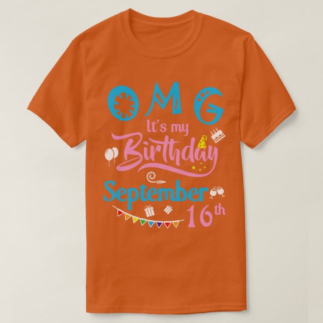 Camiseta Dios mío es mi cumpleaños el 16 de setiembre Feliz (Diseño del anverso)