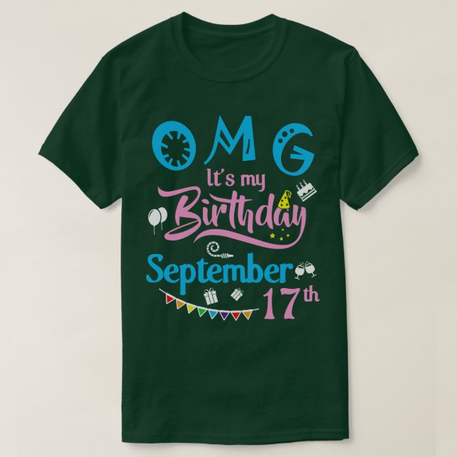 Camiseta Dios mío es mi cumpleaños el 17 de setiembre Feliz (Diseño del anverso)