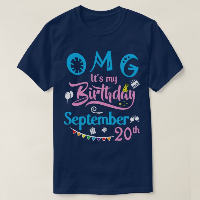 Camiseta Dios mío es mi cumpleaños el 20 de setiembre feliz (Diseño del anverso)