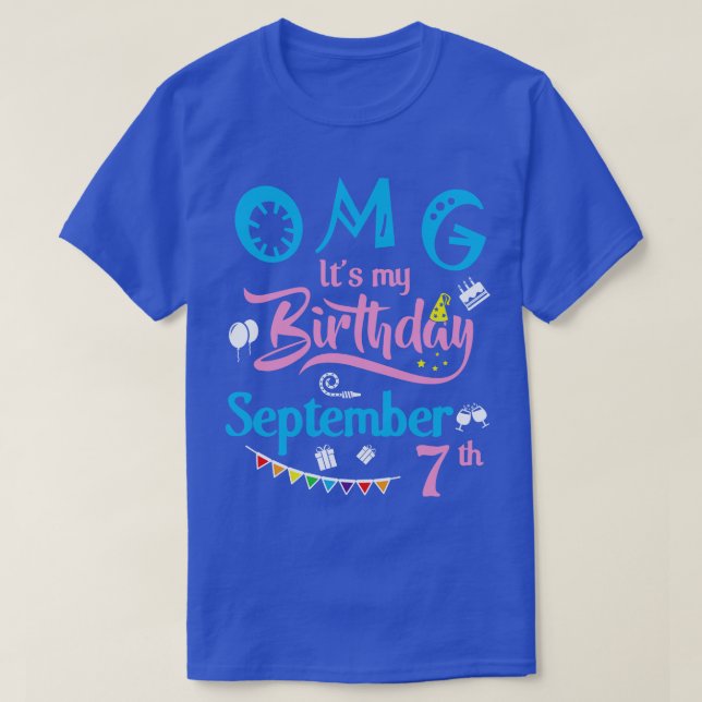 Camiseta Dios mío es mi cumpleaños el 7 de setiembre Feliz  (Diseño del anverso)
