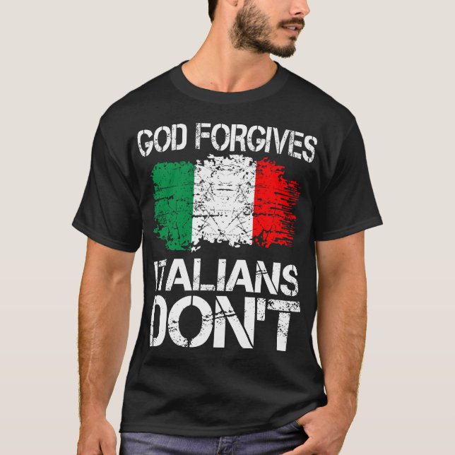 Camiseta Dios perdona a los italianos que no donan (Anverso)
