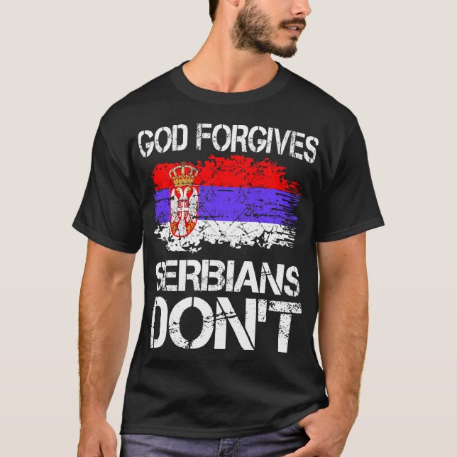 Camiseta Dios perdona a los serbios que no dan regalos (Anverso)