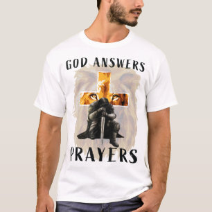 Camiseta Dios responde oraciones guerreros hombres cristian
