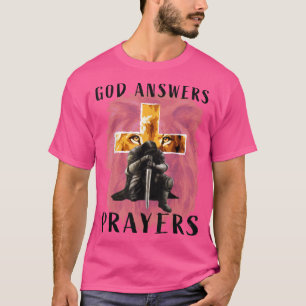 Camiseta Dios responde oraciones guerreros hombres cristian