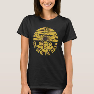 Camiseta Dios Retro Salve A La Reina Abeja Del Cambio Climá