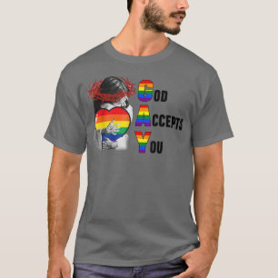 Camiseta Dios te acepta el orgullo gay cristiano arcoiris L